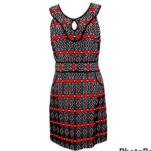 Milly of New York Red Silk Print Sleeveless  Dress